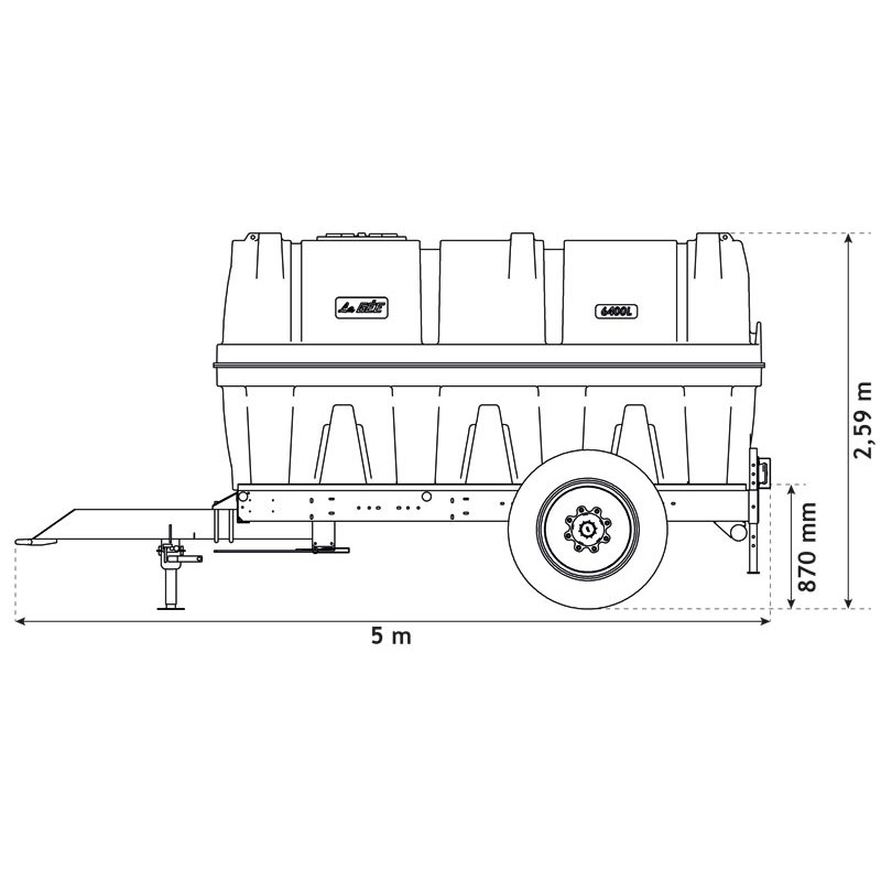 Citerne à eau 6400 litres roulante pour tracteur 