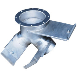 Trappe de vidange inox Ø 200 mm sur bride à 2 sorties Ø 140 mm 