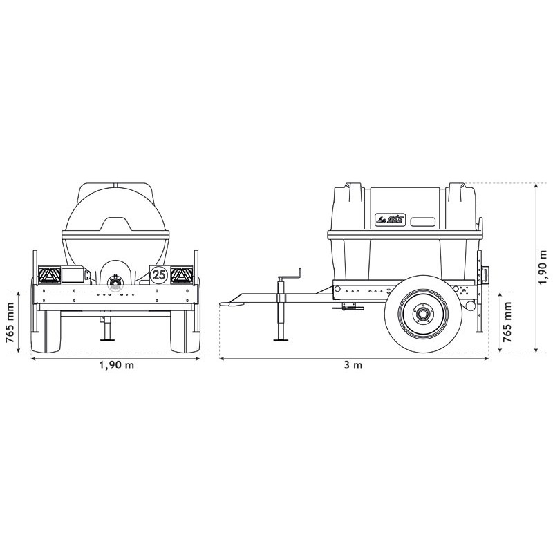 Citerne à eau 1500 litres roulante pour tracteur 