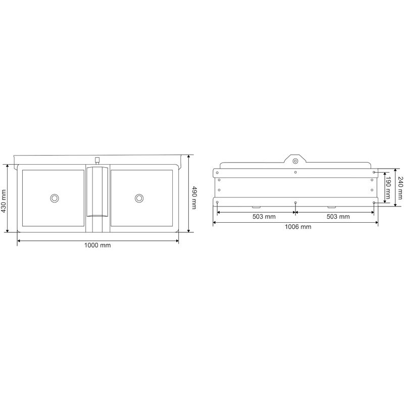 Abreuvoir Polybac 72 M double avec rebord intérieur et support de fixation Abreuvoir Polybac 72 M double avec rebord intérieur et support de fixation