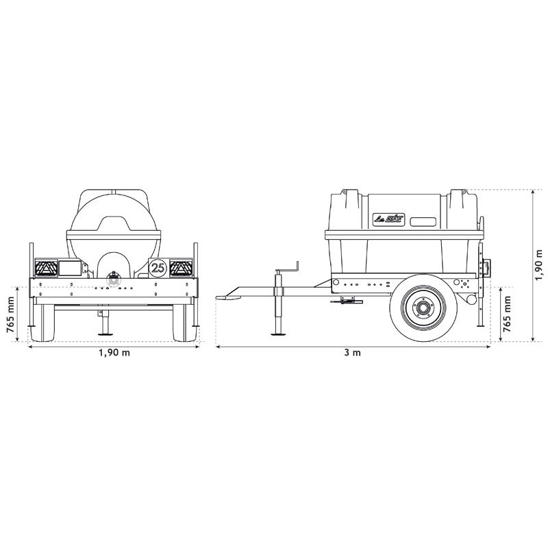 Citerne à eau 1000 litres roulante pour tracteur Citerne à eau 1000 litres roulante pour tracteur
