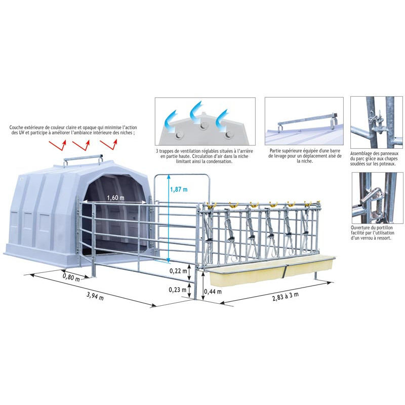 Niche à veaux collective avec parc