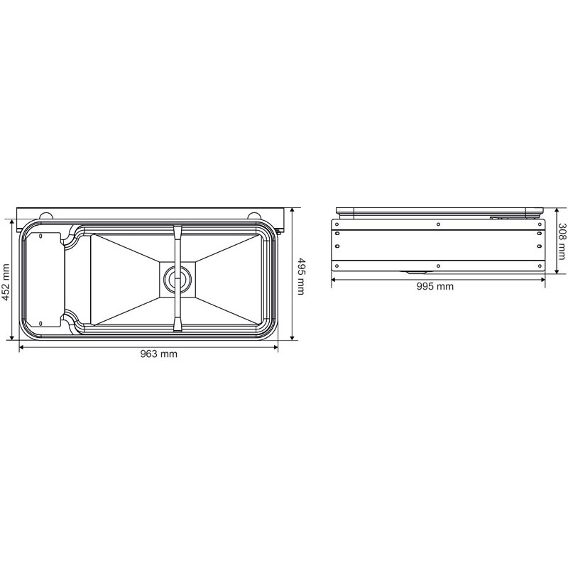 Abreuvoir Polybac 75 M double avec rebord à cordon et  support de fixation