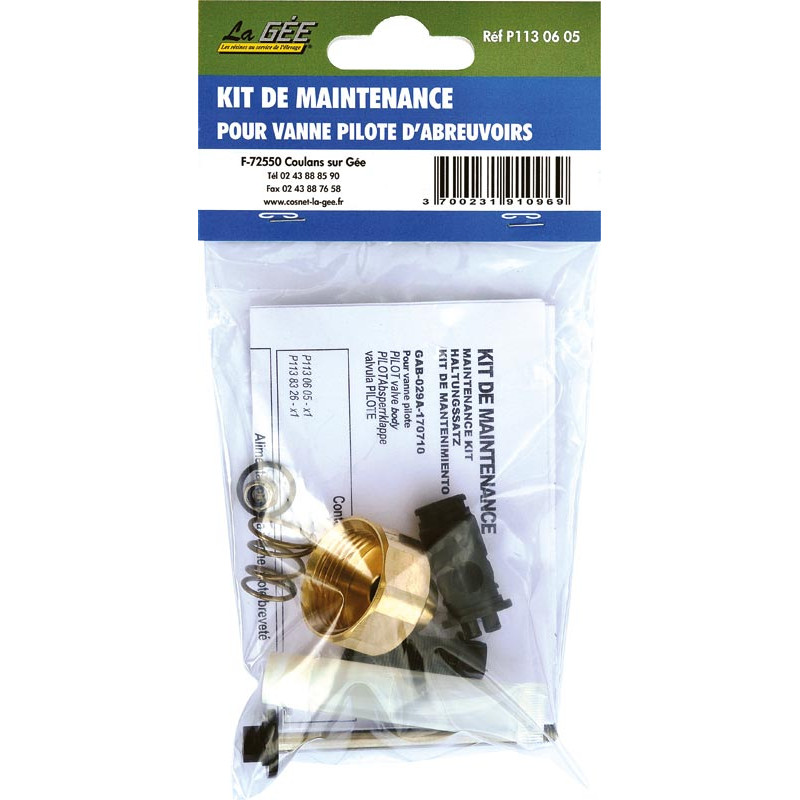 Kit de maintenance pour abreuvoir avec mécanisme vanne pilote laiton et inox