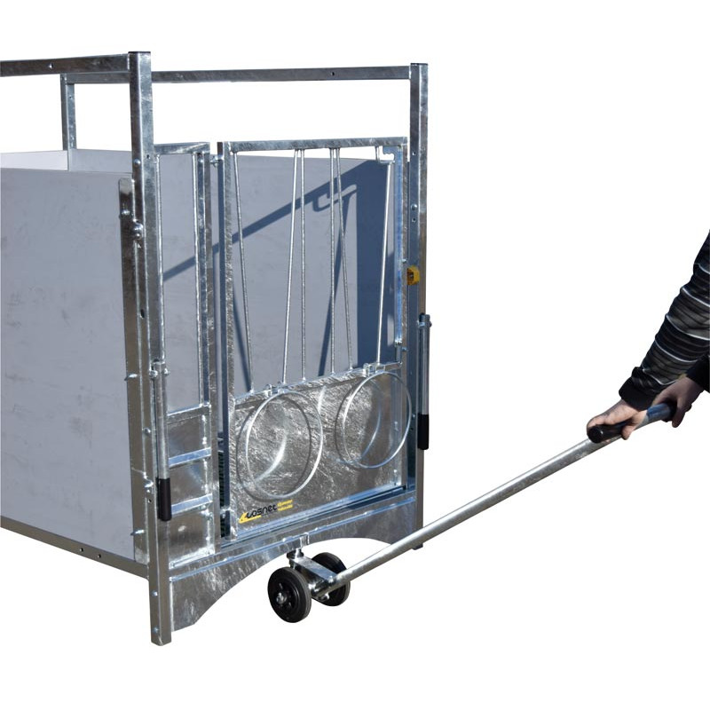 Chariot pivot 2 roues pour déplacement des boxes à veau roulant HYGIENE PRO et STANDARD